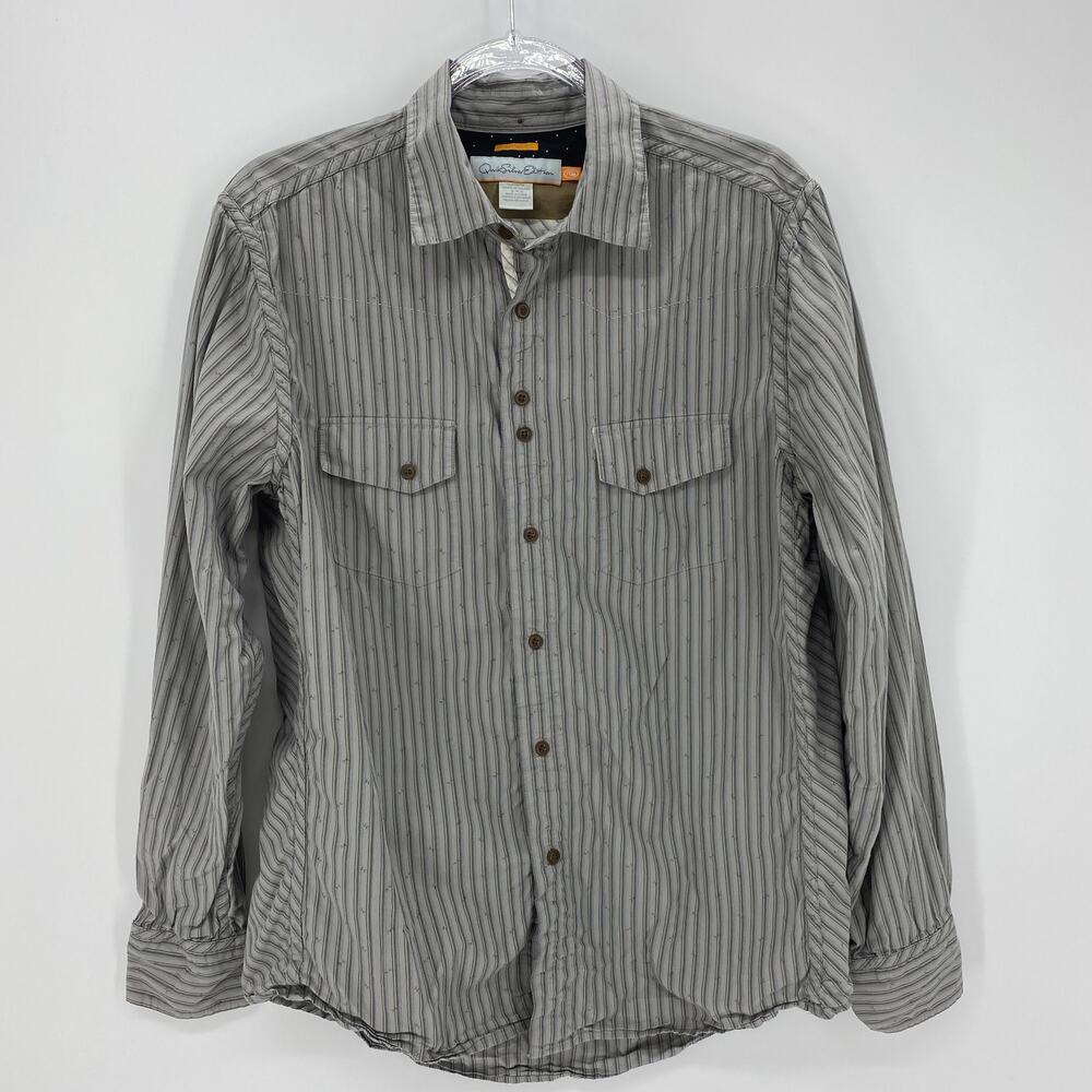 QUICKSILVER Mens Shirt Size M Button Up Long Sleeve Cotton Collared Striped Top